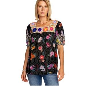 Johnny Was Rose crochet lace Tristan floral blouse